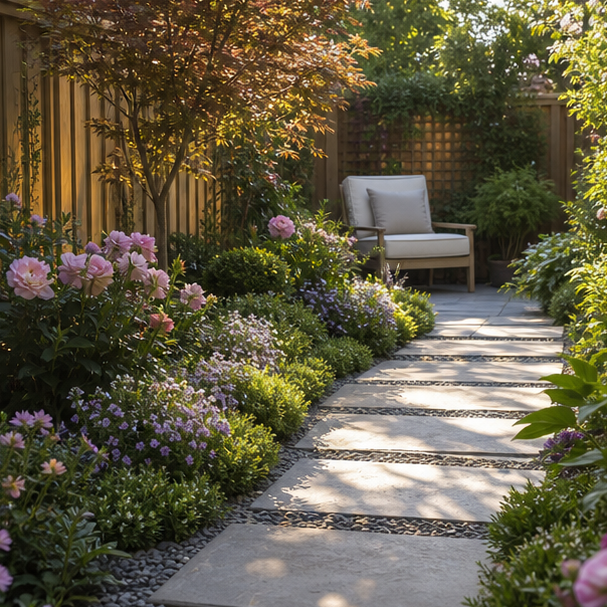 Small Yard Landscaping Ideas with flower edge