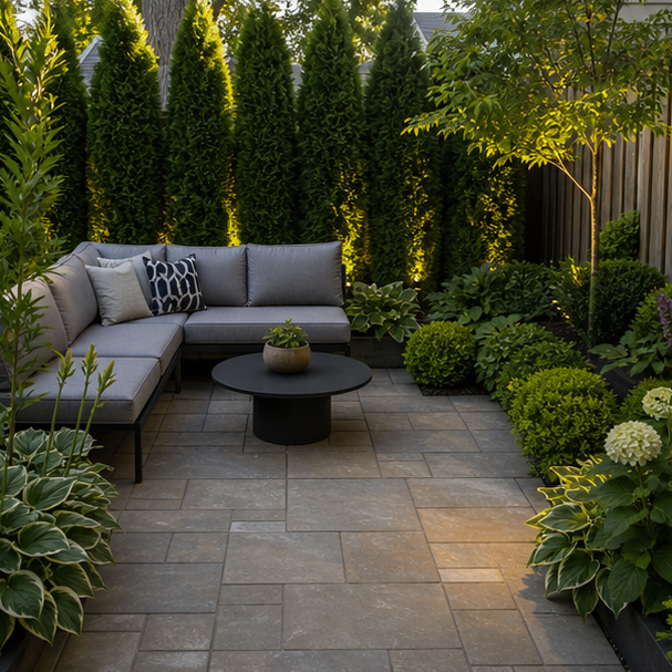 Small Yard Landscaping Ideas with paver surface