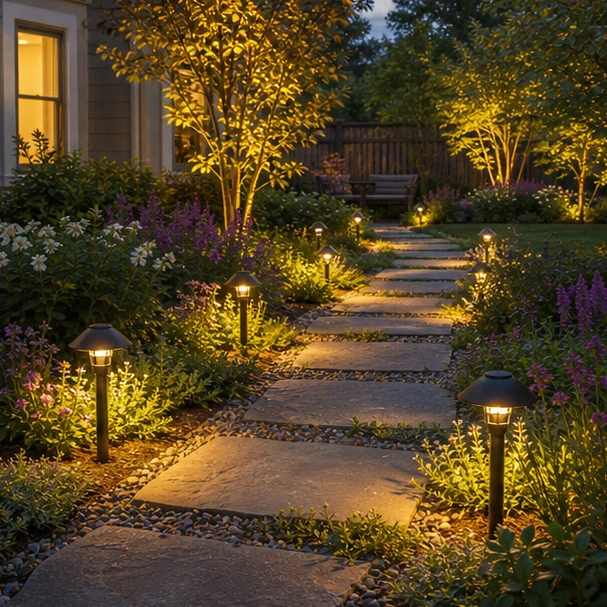 Stepping Stone Walkway Ideas lighting idea
