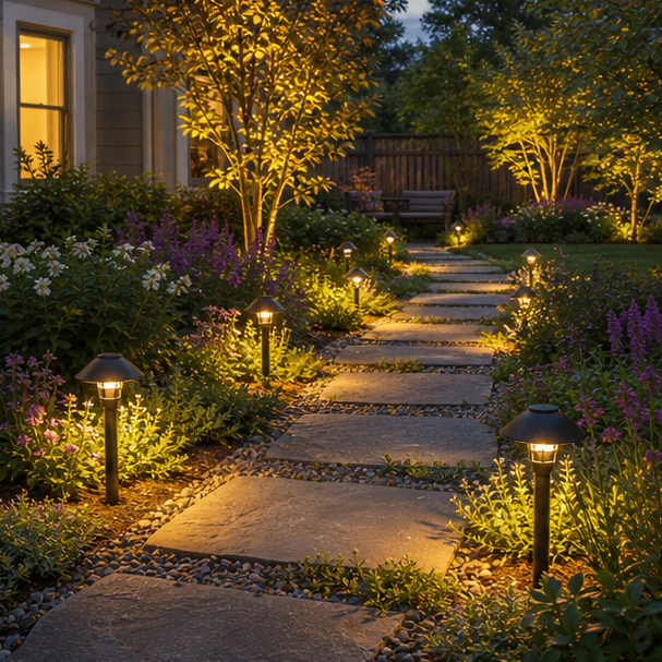 Stepping Stone Walkway Ideas lighting idea