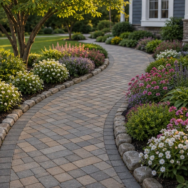 Walkway Border Ideas with curved path
