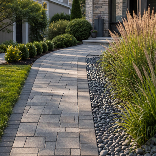 Walkway Border Ideas with gravel strip