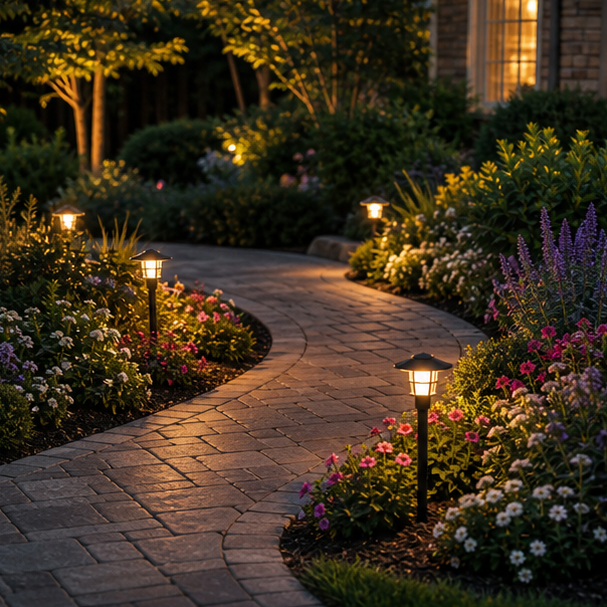 Walkway Border Ideas with lighting direction