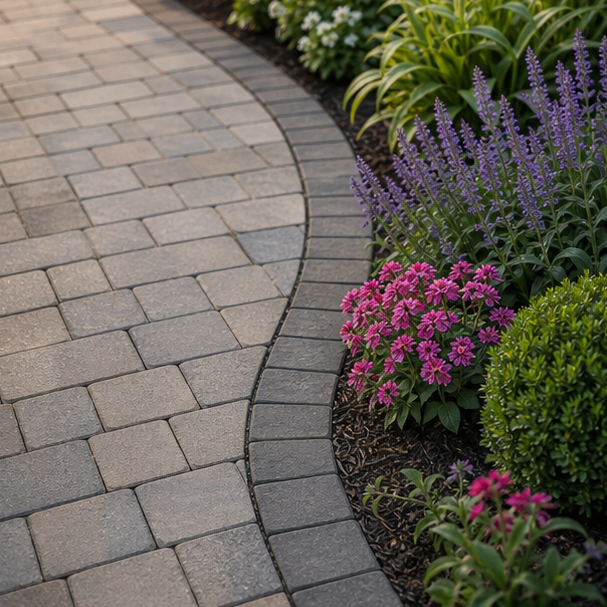 Walkway Border Ideas with paver edge
