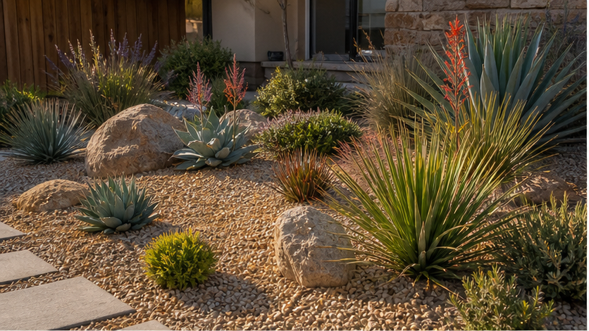 Xeriscape Landscaping Ideas with light gravel
