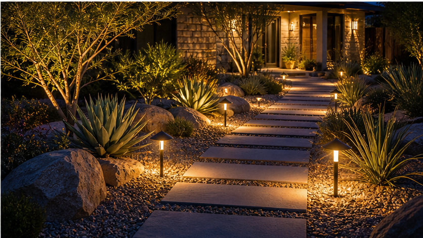 Xeriscape Landscaping Ideas with lighting idea