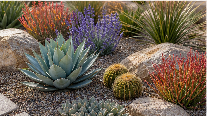 Xeriscape Landscaping Ideas with materials and planting