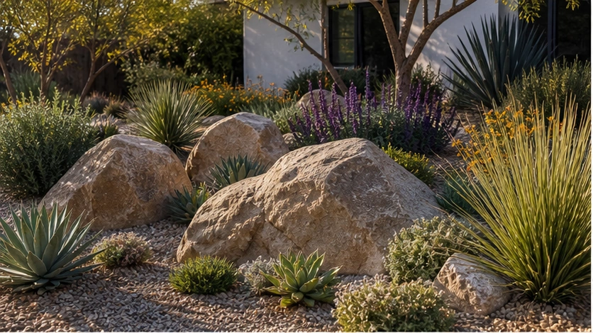 Xeriscape Landscaping Ideas with boulders