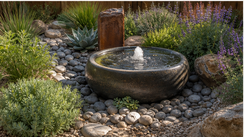Xeriscape Landscaping Ideas with light pavers